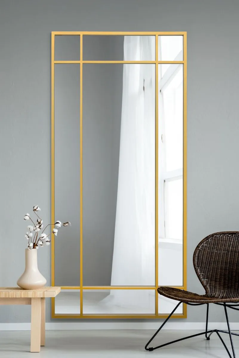 MirrorOutlet Gold Contemporary Wall & Leaner Mirror 71" X 33" (180 x 85CM)