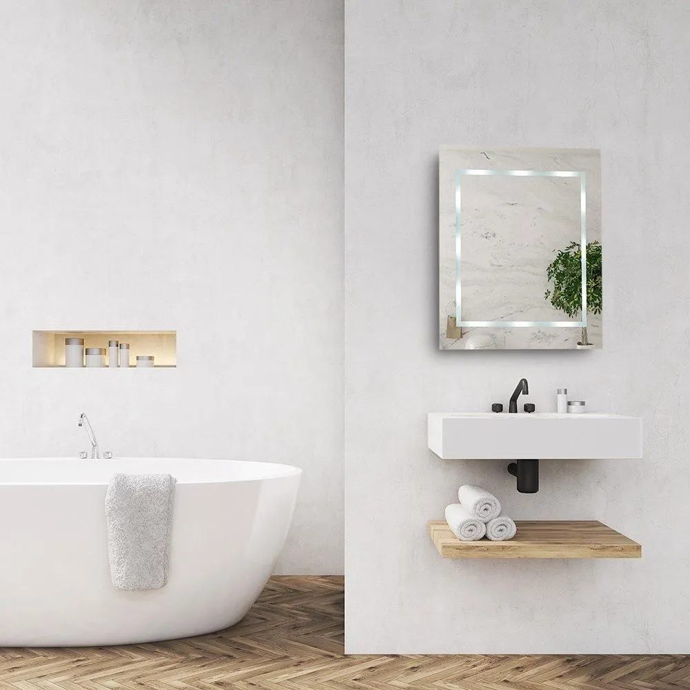ValueLights Mirror IP44 Bathroom Battery Operated Integrated Cool White LED Mirror Light in Silver 5