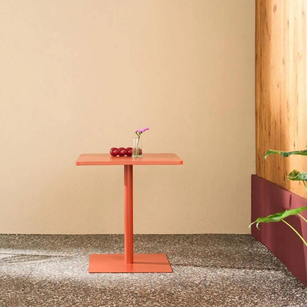 sweeek Square steel bistro garden table seats 2 in Terracotta