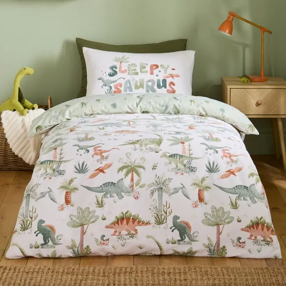 Catherine Lansfield SleepySaurus Brushed Cotton Duvet Cover & Pillowcase Set 1