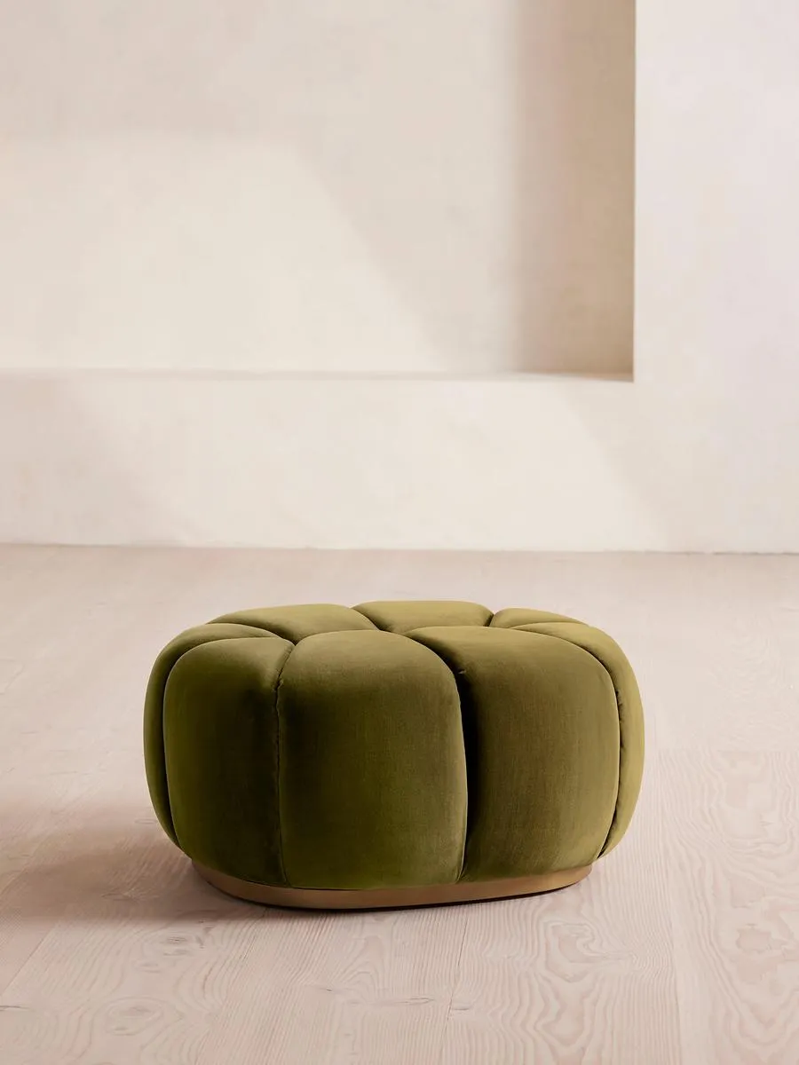 Garret Footstool, Velvet, Olive