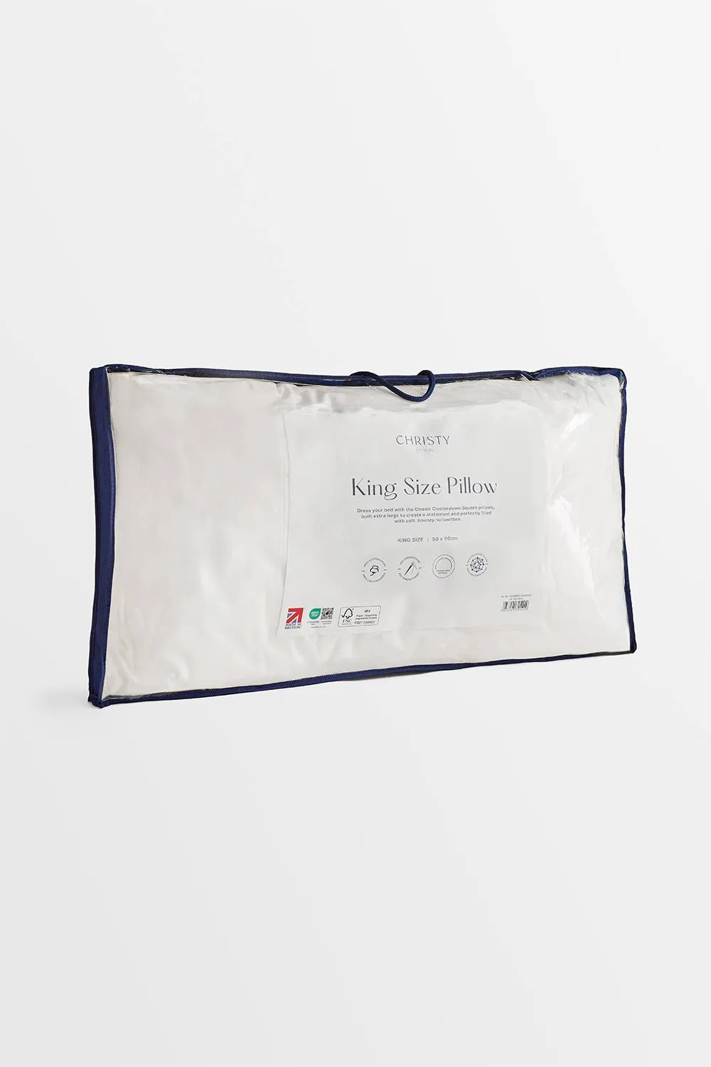 CHRISTY Classic Filled Hollowfibre Medium Firm King Pillow in White 3