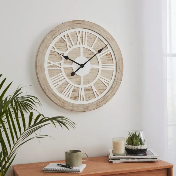 Washed Wood Effect Wall Clock