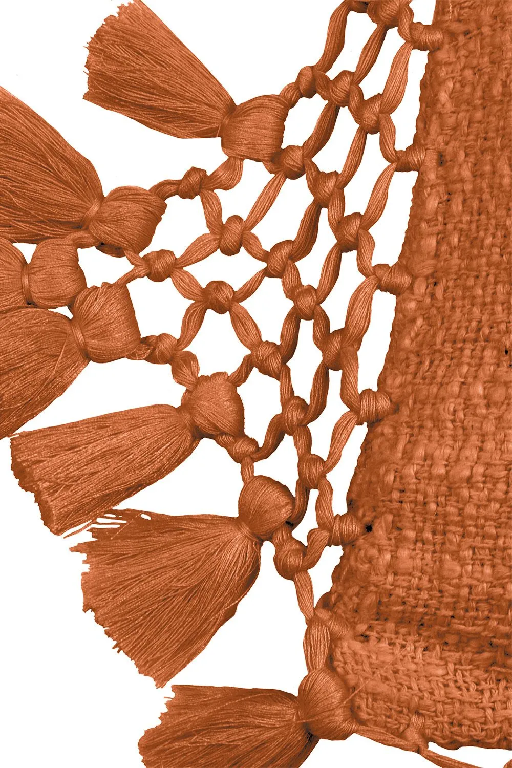 Yard Anko Slub Cotton Macrame Tassel Trimmed Cushion in Orange 3