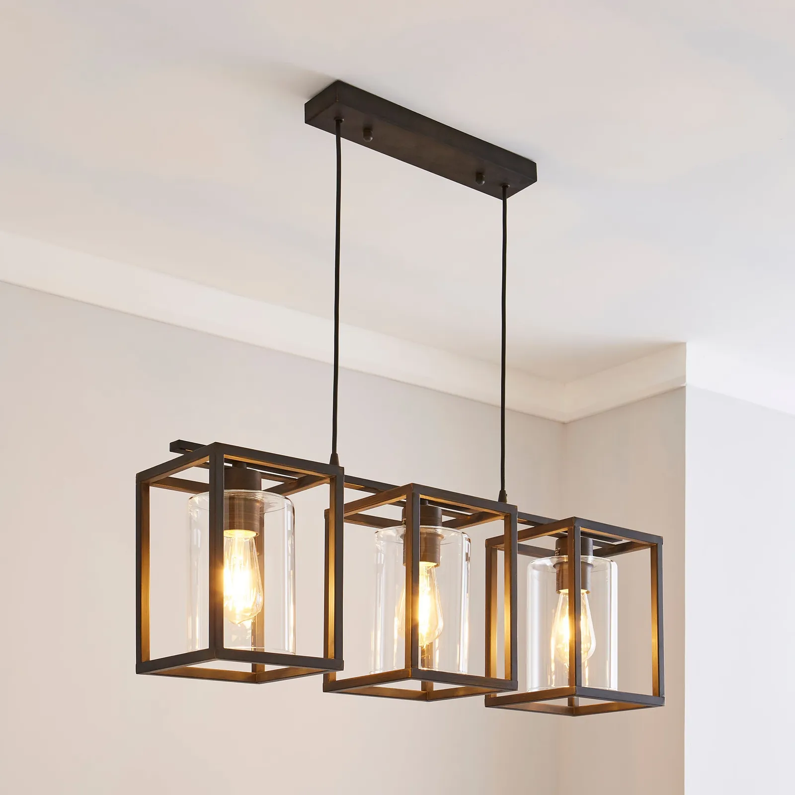 London Industrial 3 Light Bronze Diner Ceiling Fitting Bronze
