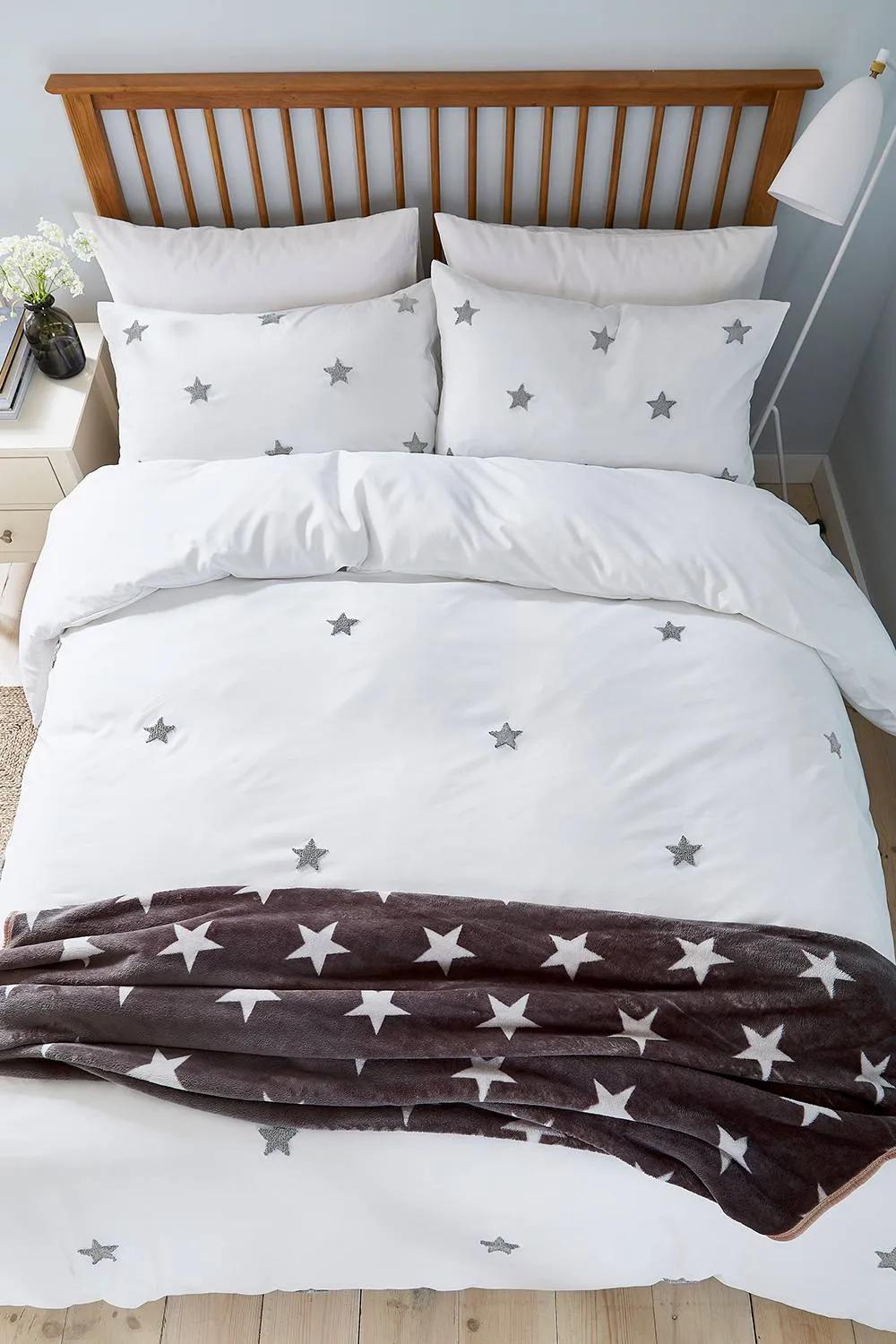 Helena Springfield 'Tufted Star Grey' Duvet Cover Set in White