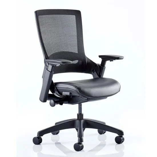 Molet Black Back Office Chair With Black Leather Seat