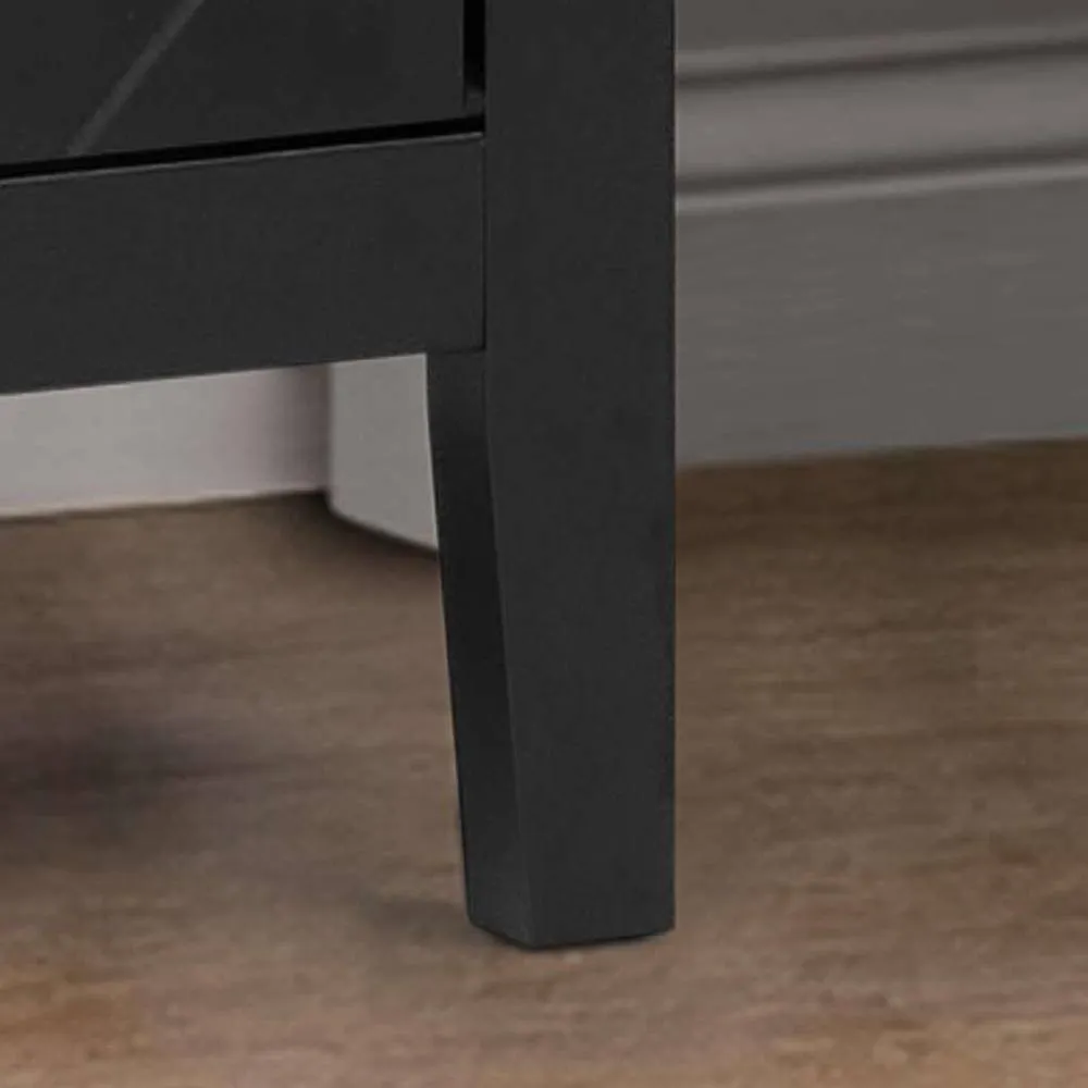 Birlea Pair of Emerson 3 Drawer Bedside Cabinet Chest Table Black 5