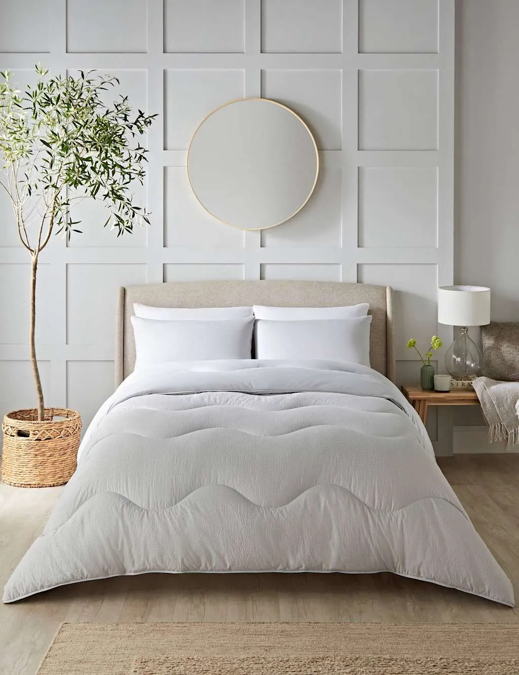 Nightlark Seersucker 10.5 Tog Coverless Duvet Set Light Grey
