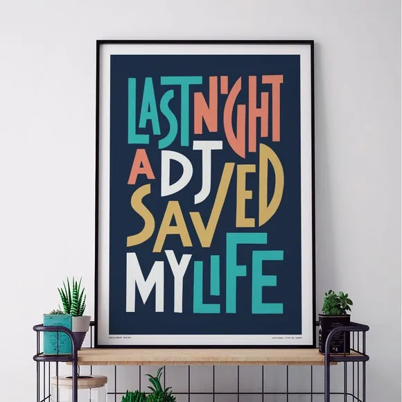 Sketchbook Design Last Night a DJ Saved My Life Framed Print 1