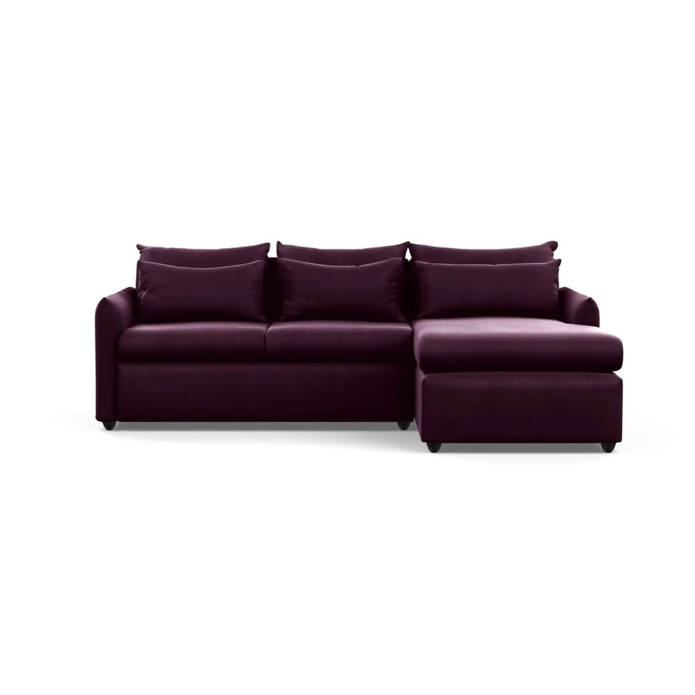 Heal's Pillow Medium Right Hand Corner Chaise Velvet Grape Black Feet