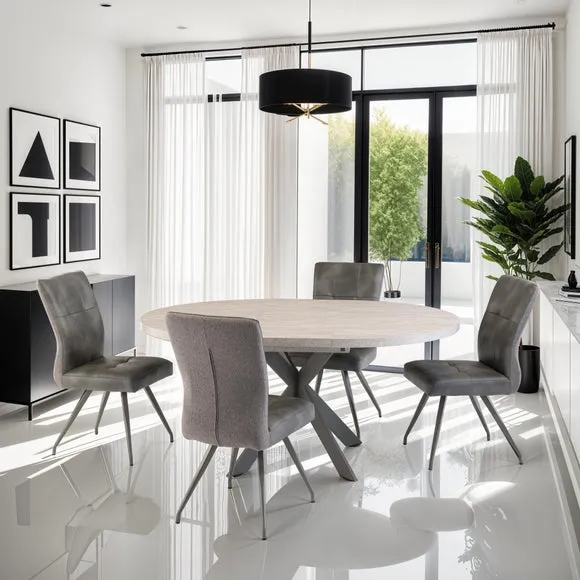 Rimini Round to Oval 4-6 Seater Extendable Dining Table, Grey
