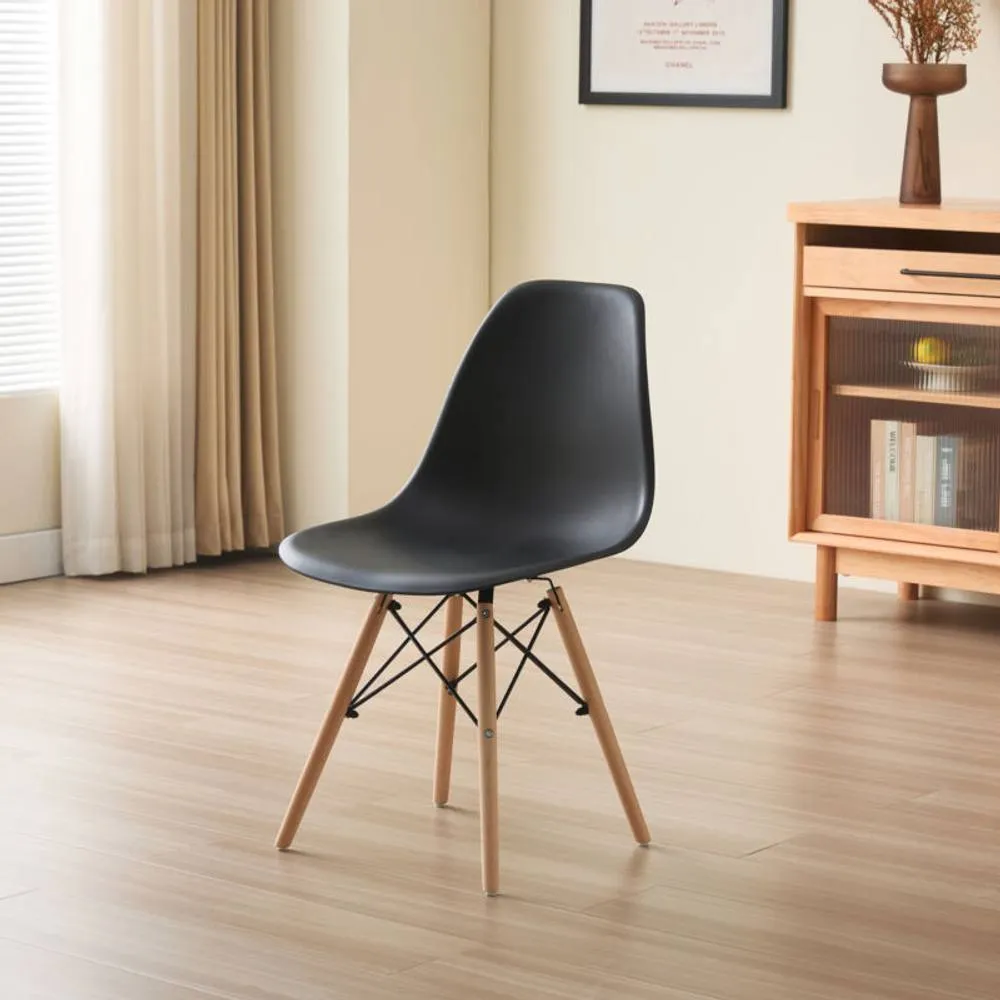 Comfy Living Ltd 5 Piece Dining Set With Oak Wooden Top & 4 Black Chairs With Metal Detailing in Light Oak 2
