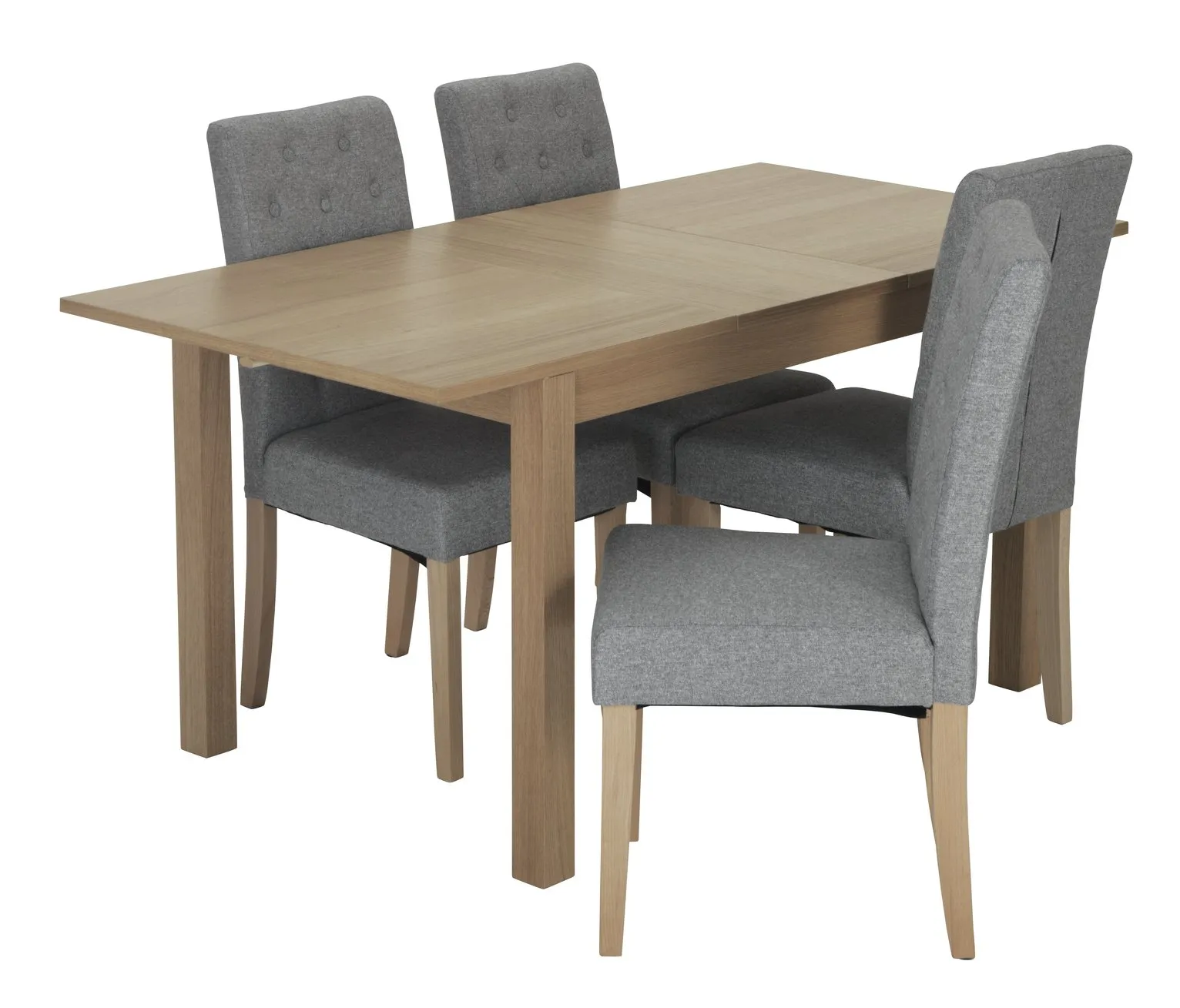 Habitat Clifton Extending Table & 4 Button Chairs - Grey