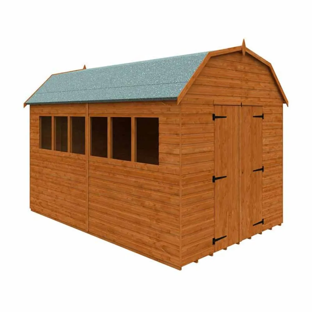 Buttercup Farm 12 x 8 Feet Barn 12mm Shed - Solid Wood/Softwood/Pine in Burnt Orange