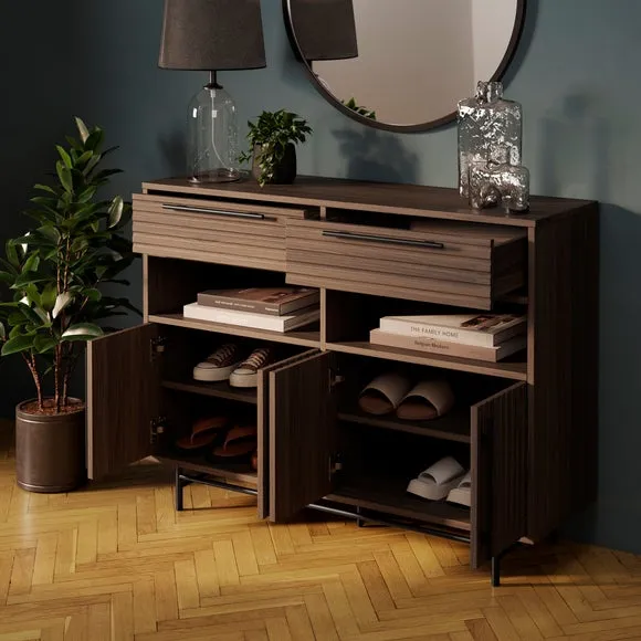 Bryant Hallway Console Table with Shoe Storage, Mango Wood Effect 2