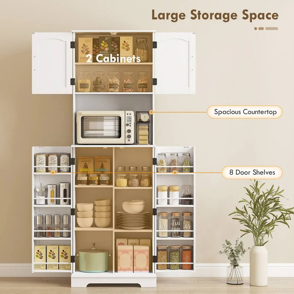 HOMCOM Storage Cabinet with Doors & Open Storage Shelf, White 4