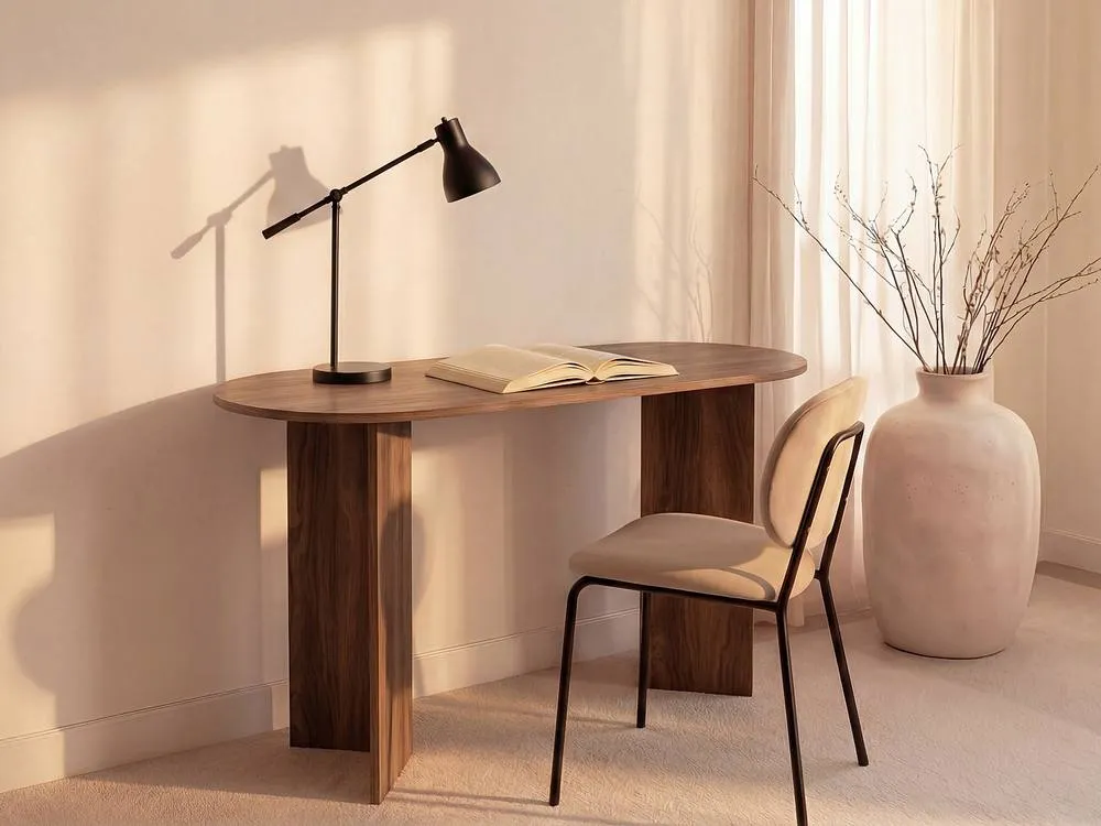 Vente-unique Console Desk - Dark Natural - TOPANIA in Walnut