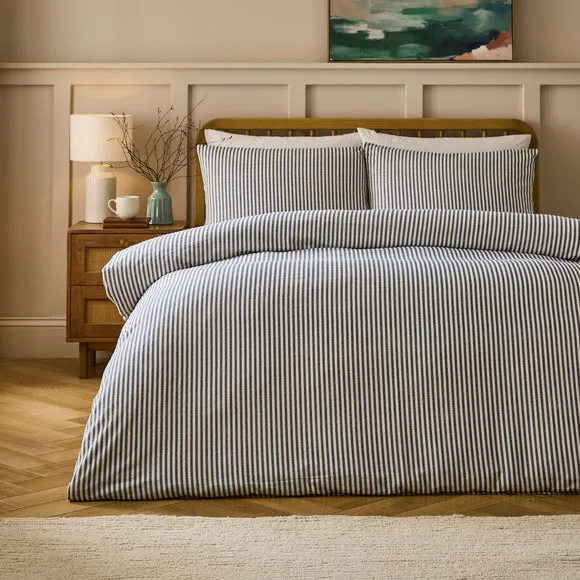 Camille Stripe 100% Brushed Cotton Duvet Cover & Pillowcase Set 1