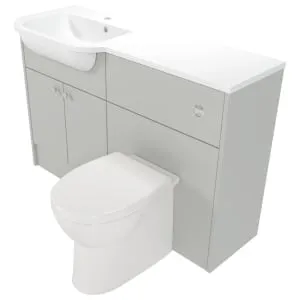 Deccado Benham Whisper Grey Left Hand 1200mm Fitted Vanity & Toilet Pan Unit Combination with Left Hand Basin