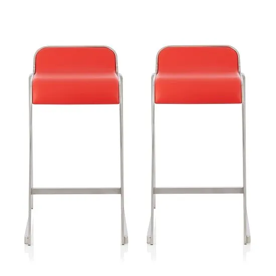 Pressley Bar Stool In Red Faux Leather In A Pair