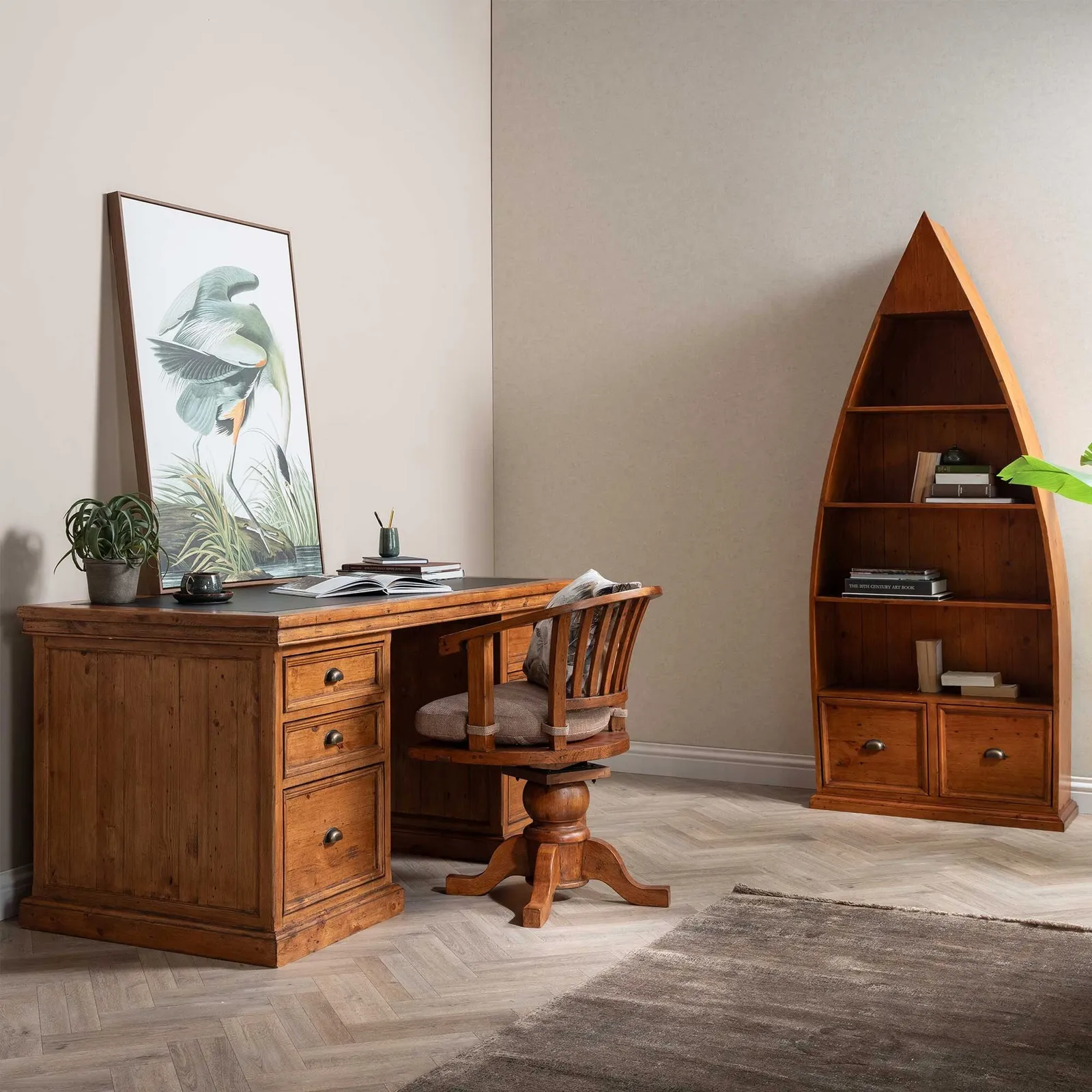 Villiers Double Pedestal Desk, Pine Wood | Barker & Stonehouse 2