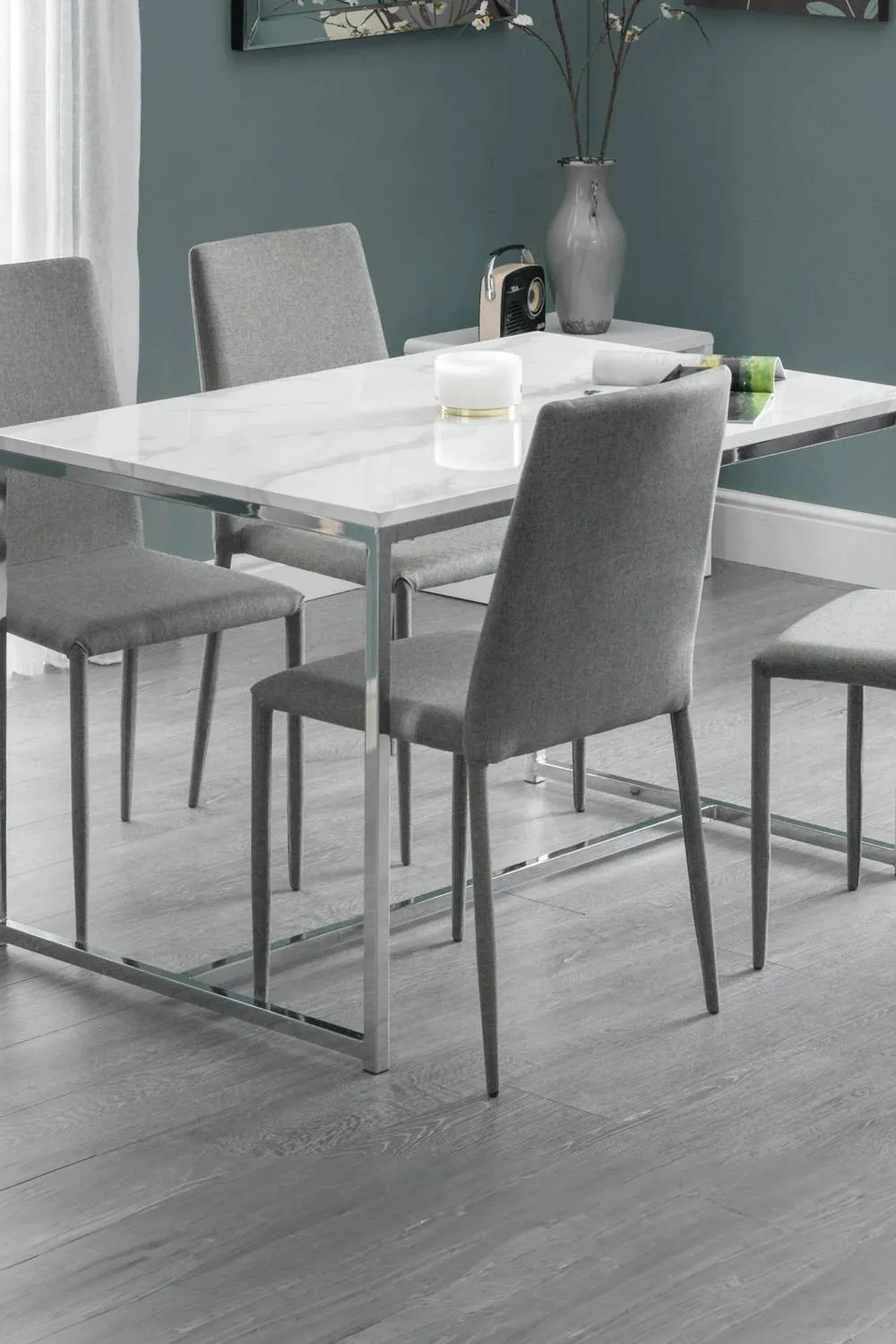 Julian Bowen Scala Rectangular 4-6 Seater Dining Table in Silver
