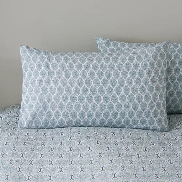 Tove Woodblock 100% Cotton Duvet Cover & Pillowcase Set 4