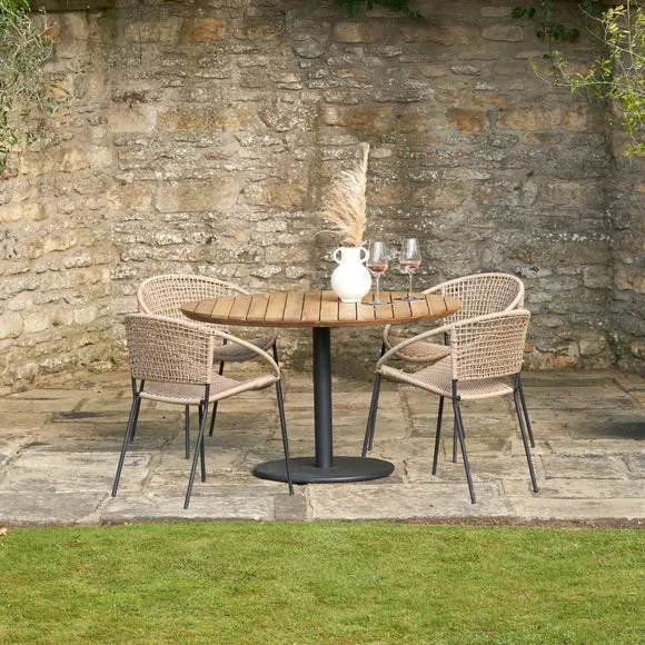 Pacific Lifestyle Dakota Natural Wheat Outdoor 4 Seater Dining Set