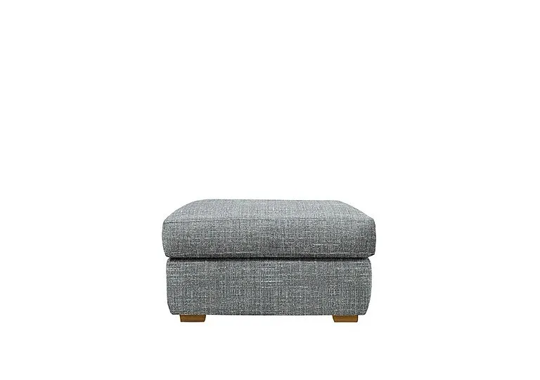 Seattle Fabric Footstool with Wooden Feet - Dapple Kingfisher