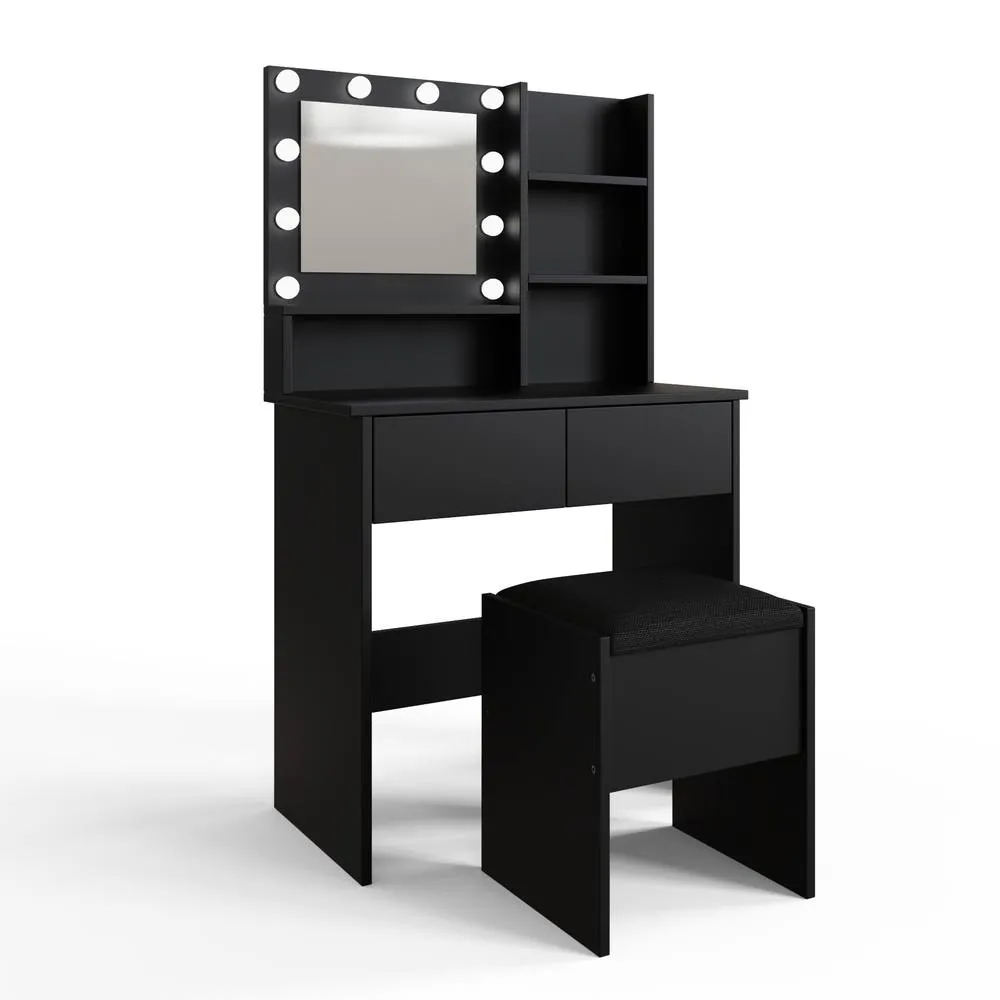 GFW Eva LED Dressing Table Set in Black 4