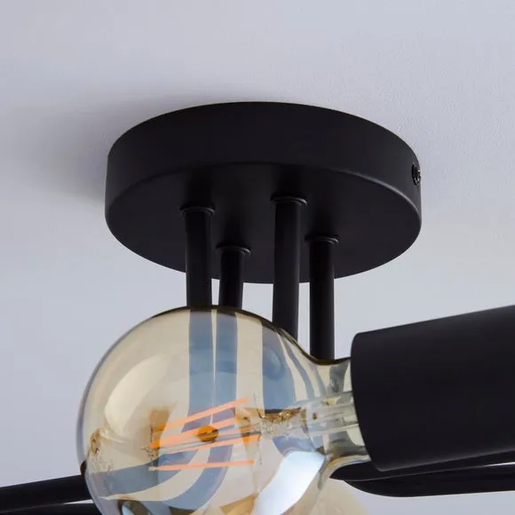 Kacy Black 4 Light Semi Flush Ceiling Light 3