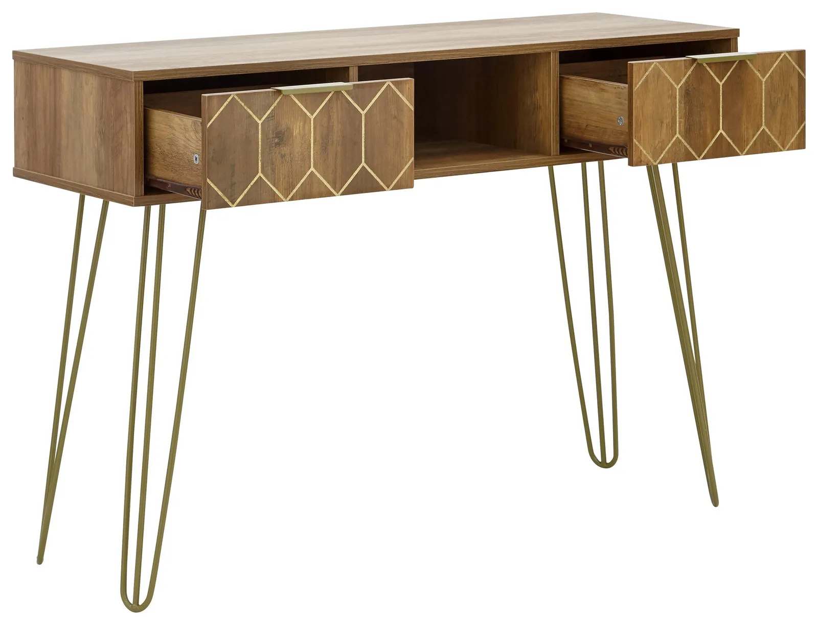 GFW Orleans 2 Drawer Console Desk in Brown 3