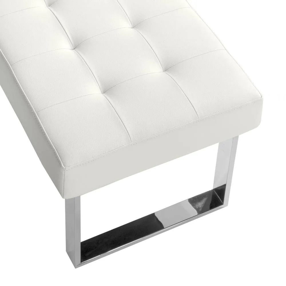 Angel Cerda White Leatherette Bench, 120x45x42 cm 5