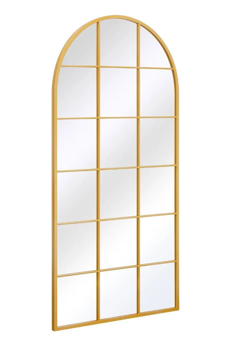 MirrorOutlet Gold Metal Framed Arched Window Wall Garden Mirror (180CM X 90CM) 6