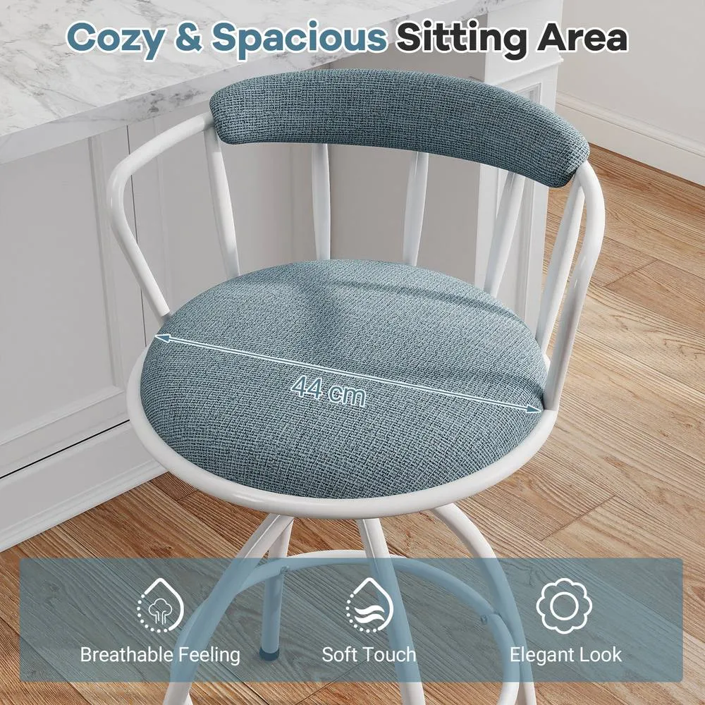 Costway 2PCS Counter Height Swivel Bar Stools Upholstered Breakfast Chairs 5