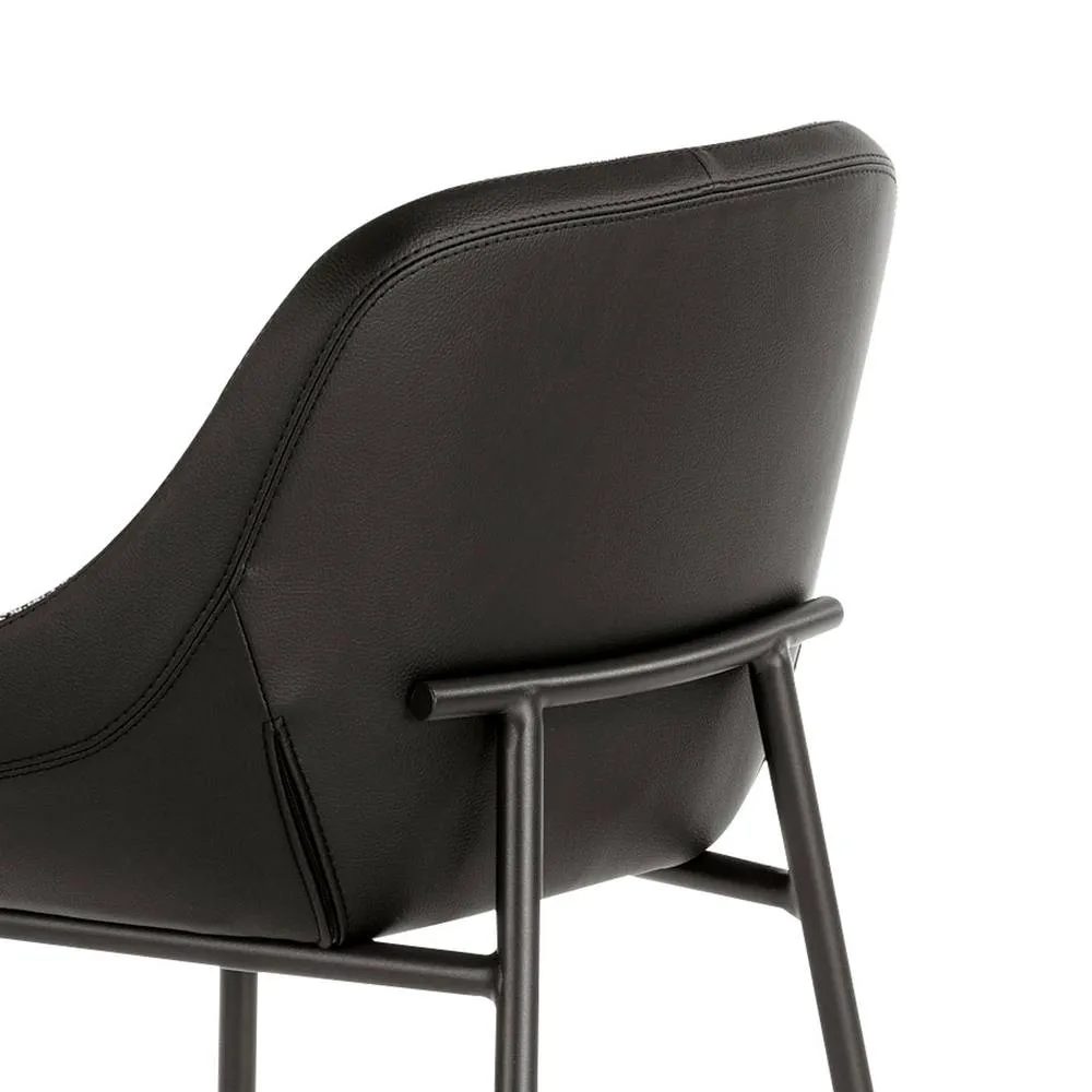 Angel Cerda Grey Fabric Seat & Black Leatherette Back Stool 4