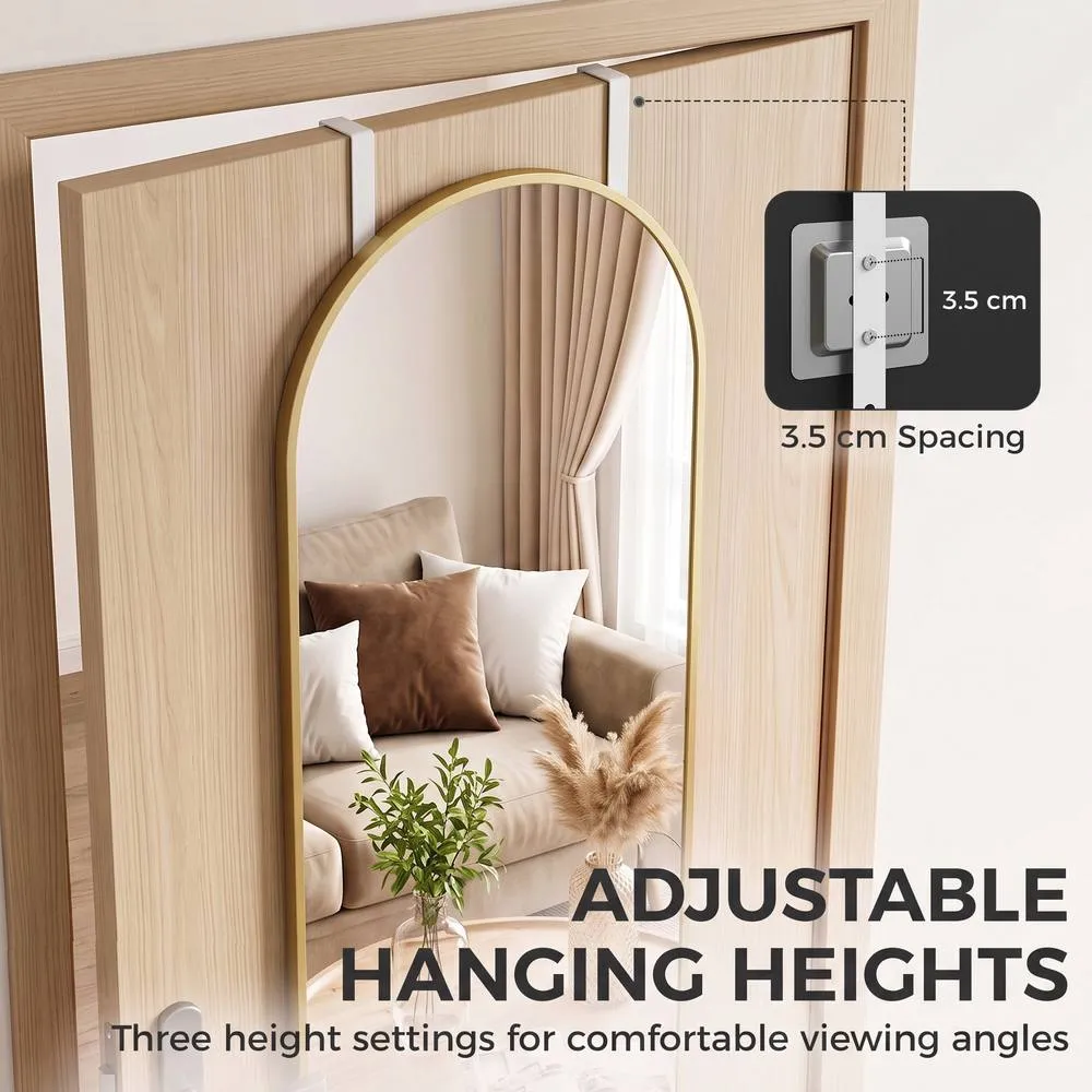 HOMCOM 40 x 110 cm Full Length Hanging Mirror, Arched Mirror, Gold Tone 5