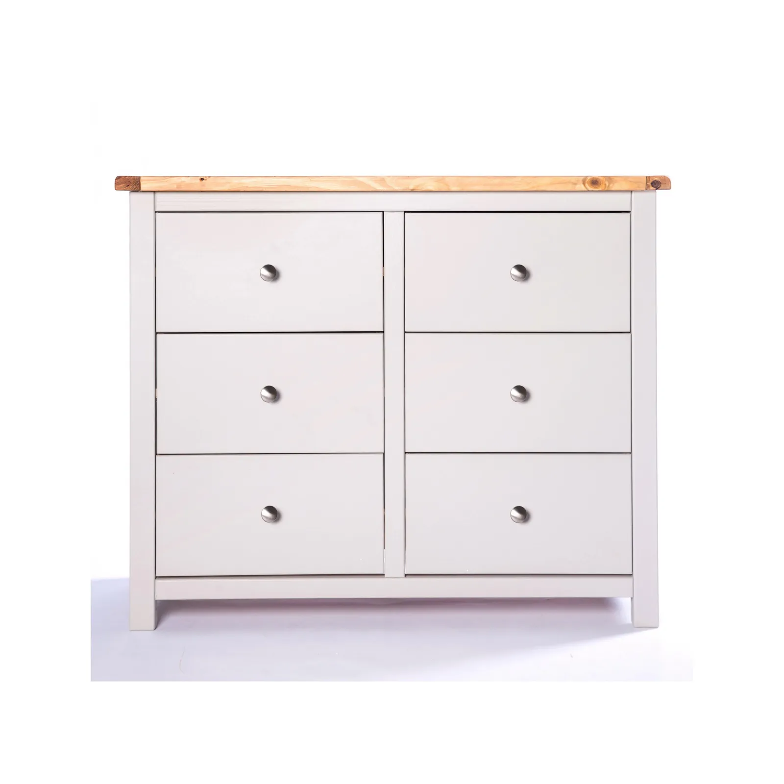 Cabinet Bits Argenta 6 Drawer Chest of Drawers Chrome Knob in Light Grey