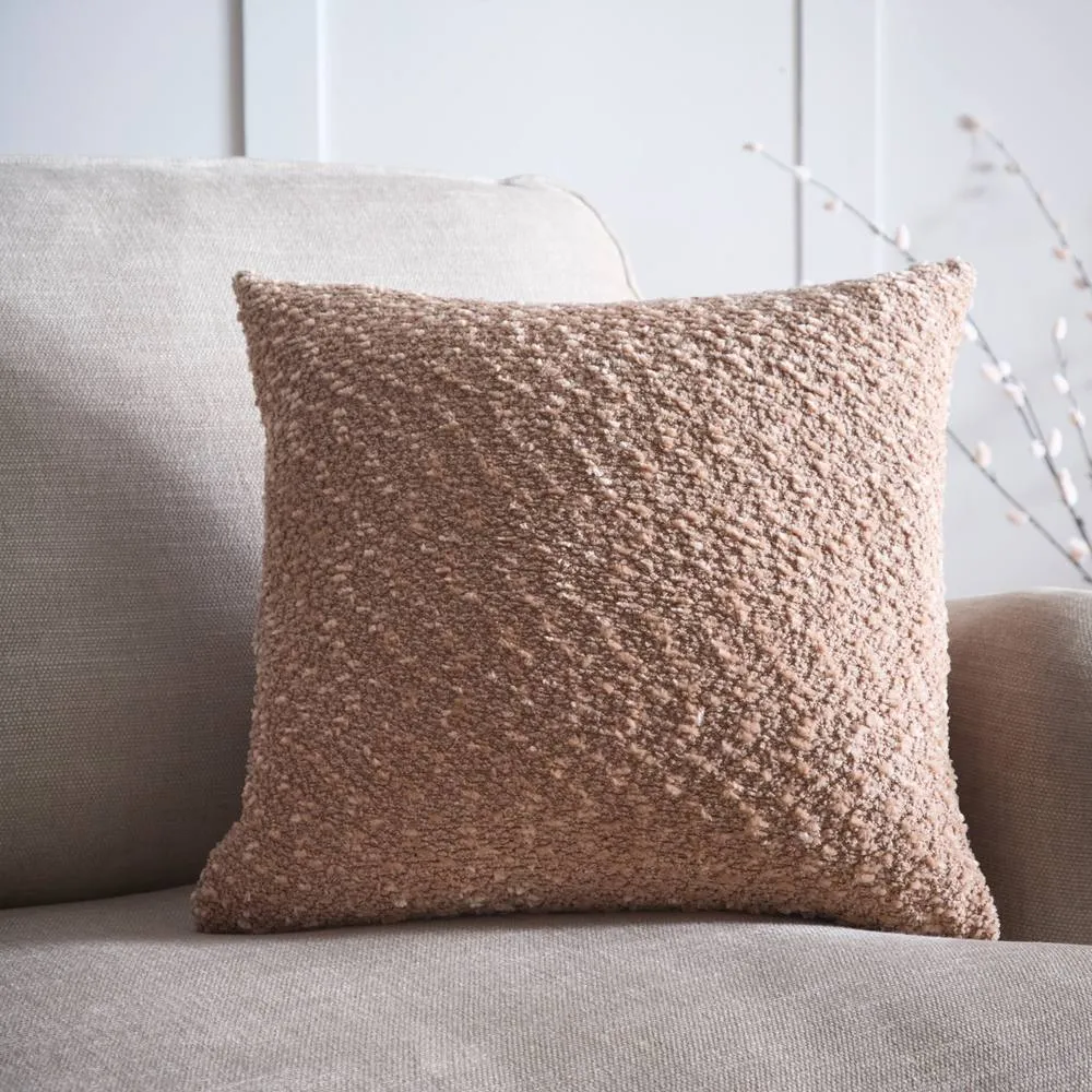 Portfolio Home Boucle Textured Filled Cushion Pillow 18" Inch Square 45cm x 45cm in Taupe