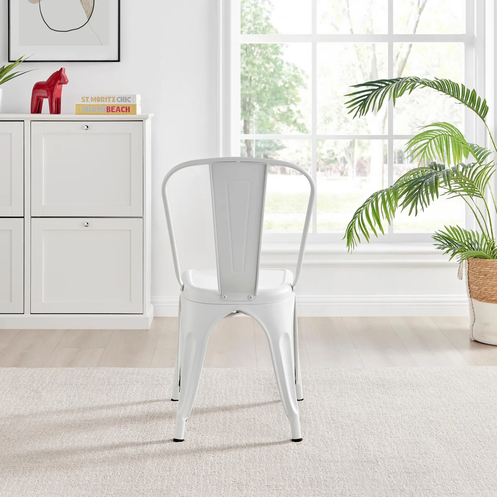 FurnitureboxUK Set of 2 Colton Industrial Steel Stackable Tolix Style Dining Chairs in White 6