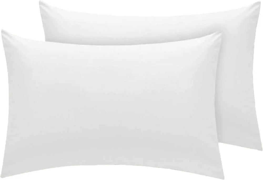 Homes-Linen Premium Percale Pillowcases 180 Thread Count Hotel Quality 2 Pack Set in White