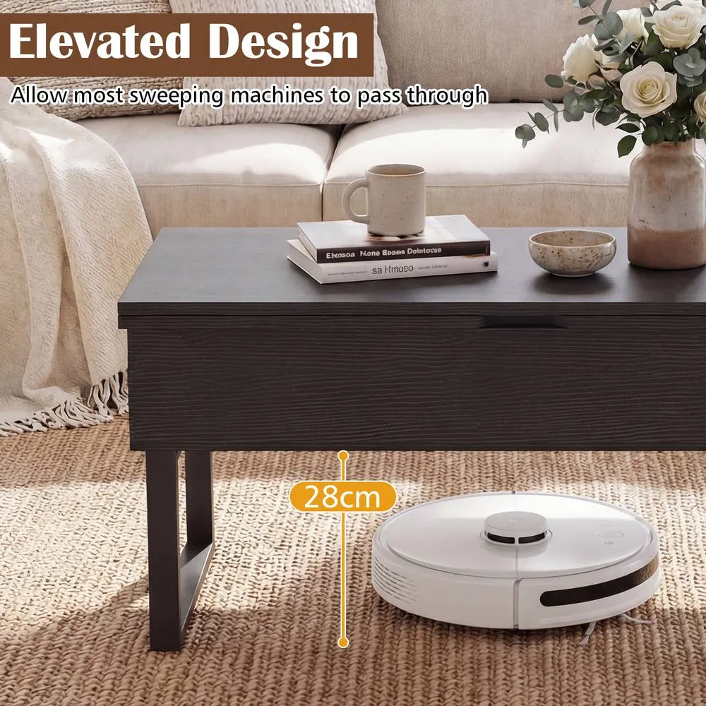 Costway Lift Top Coffee Table 3-in-1 Convertible Coffee Table Cocktail Table in Black 5