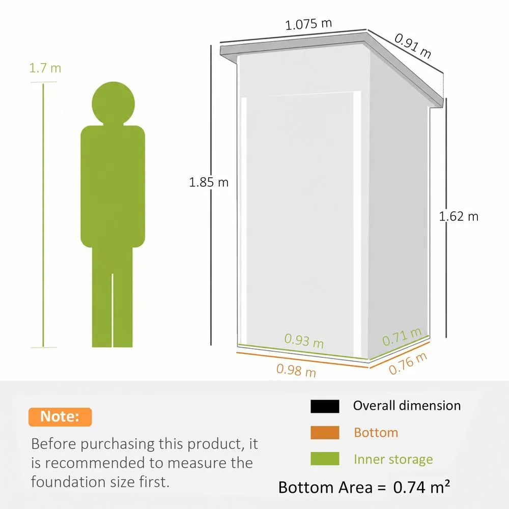 OUTSUNNY 3.5 x 3 ft Metal Storage Shed with Lockable Door for Patio in Dark Grey 3
