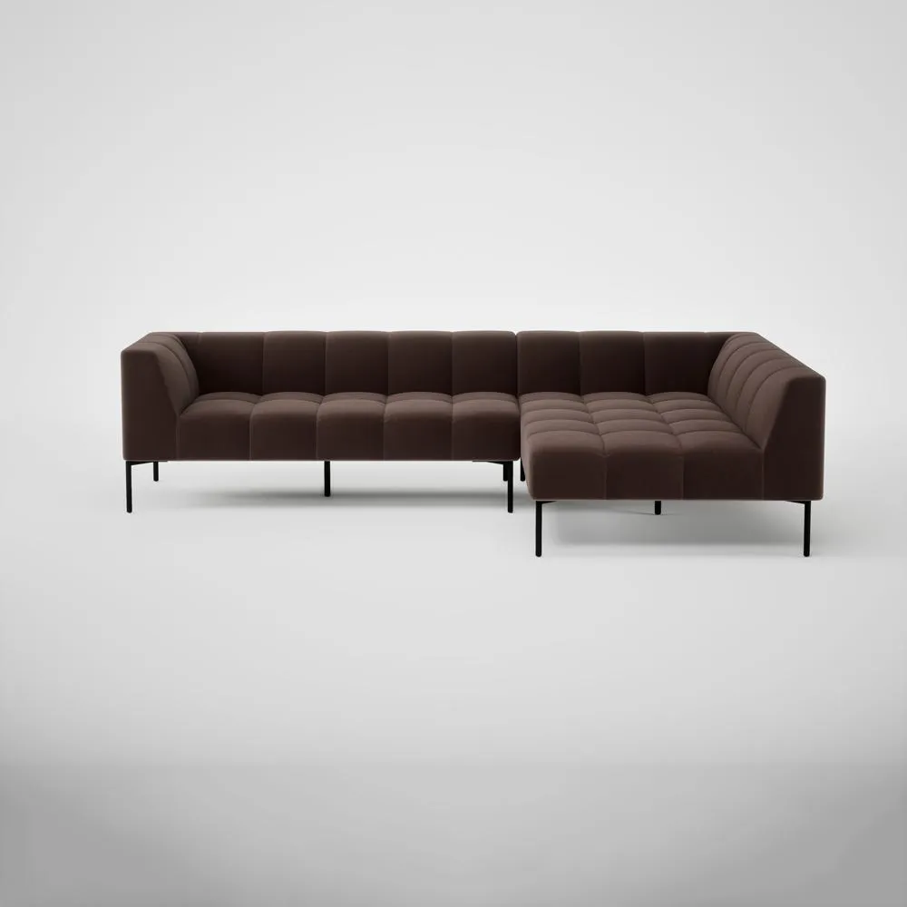 Heal's Quadro Right Hand Facing Chase Sofa Nobilis Velvet Espresso Black Feet 2