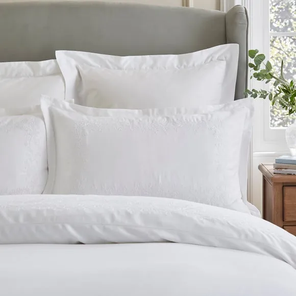 Dorma Norwood Embroidery 100% Cotton Oxford Pillowcase Pair