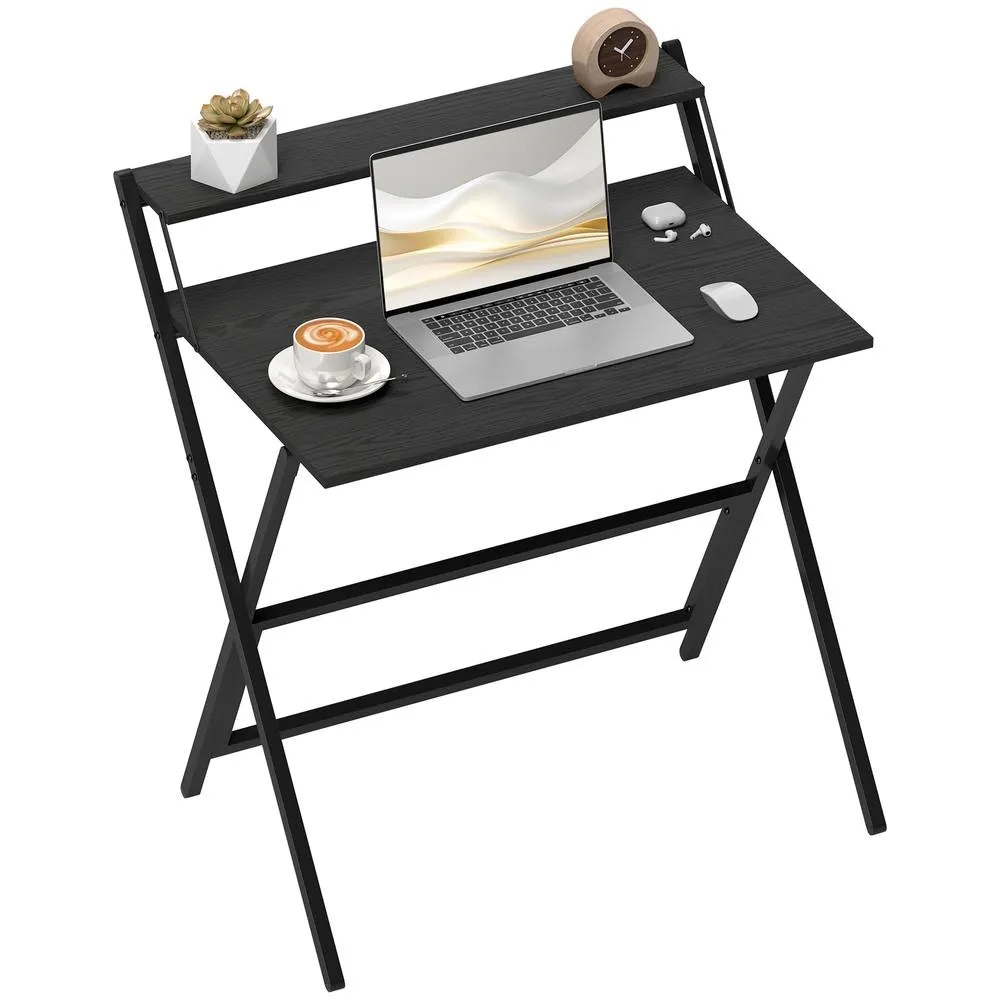 HOMCOM 81.5 cm Folding Computer Desk for Small Spaces Bedroom, Black 2