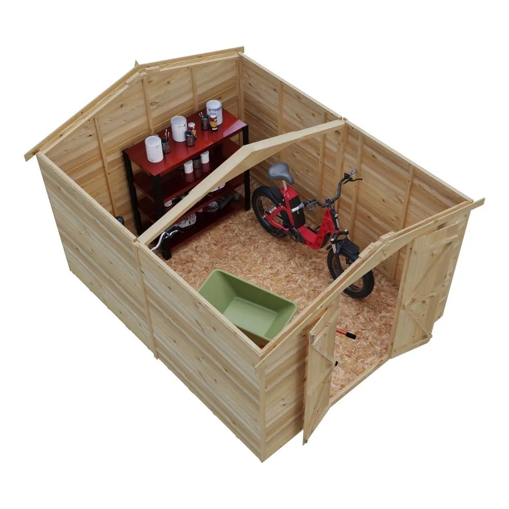 Shires Overlap 10 x 8 Dip Treated Apex Shed Double Door No windows in Brown 5