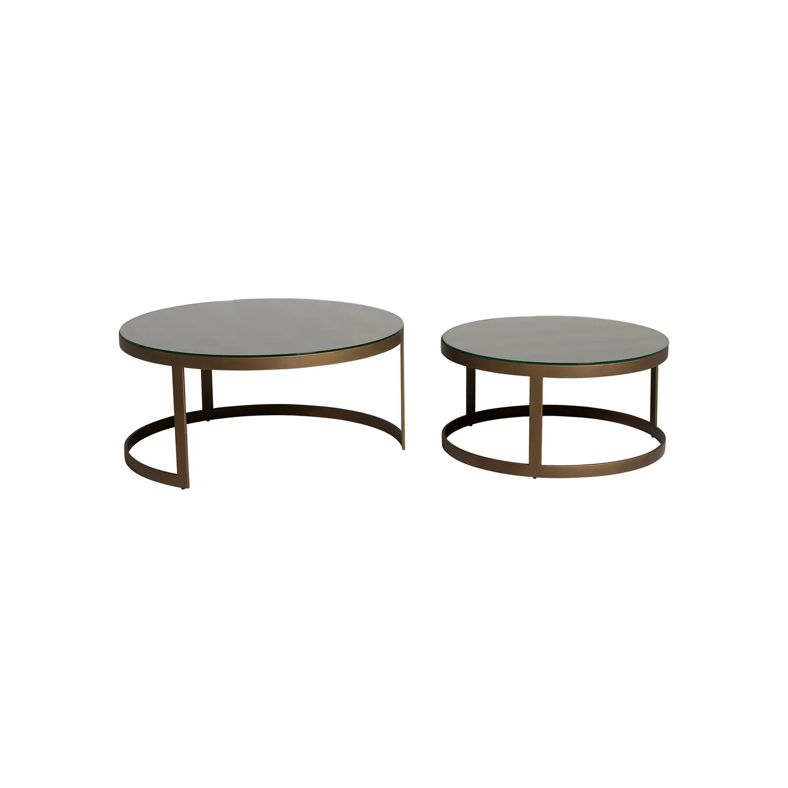 Nerina Set Of 2 Coffee Tables With Glass Top, Round, Gold Metal | Barker & Stonehouse 3