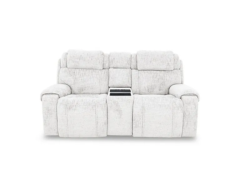 Hollywood Fabric 2 Seater Power Recliner Media Sofa with Power Headrests and Storage Arms - Frost